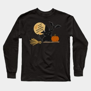 a cat, a hat, a pumpkin and a bat Long Sleeve T-Shirt